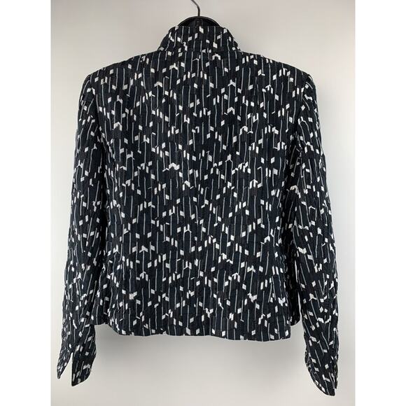 Womens Jones New York Blazer Black White Jacket Embroidered Open Front Petite 8 - Picture 7 of 10